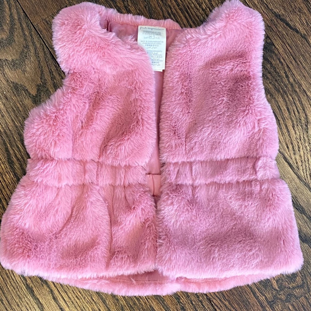 First Impressions Pink Faux Fur Infant Vest 18m